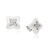 Cercei argint cu ceramica alba si pietre DiAmanti ALCER0052KWR-AS